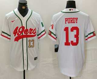 Men%27s San Francisco 49ers #13 Brock Purdy Number White Mexico Cool Base Stitched Baseball Jersey->san francisco 49ers->NFL Jersey
